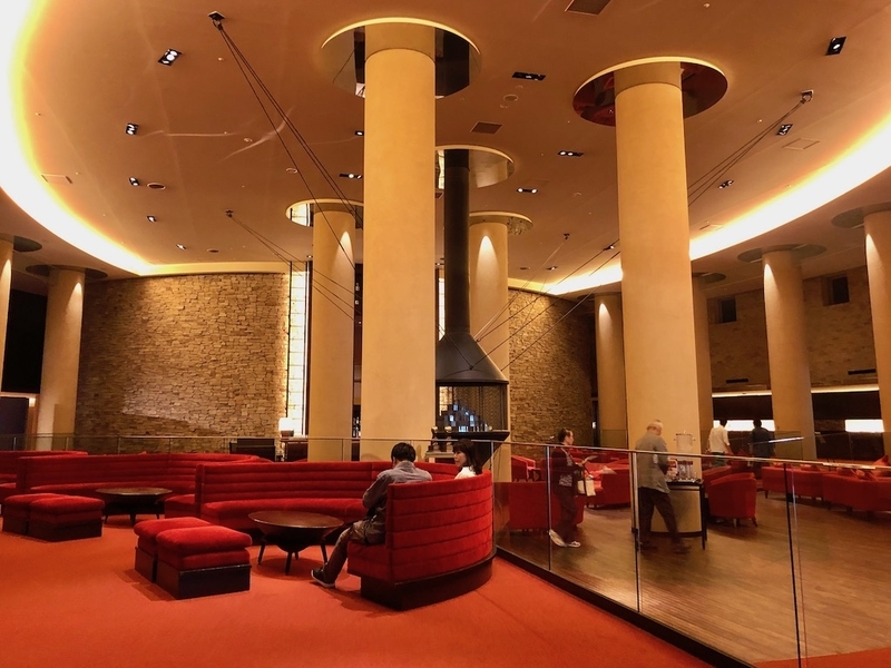 The author's own June photograph of the lobby lounge at Hilton Niseko Village