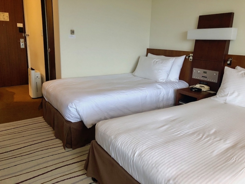 The author's own June photograph of twin beds in her Hilton Niseko Village room