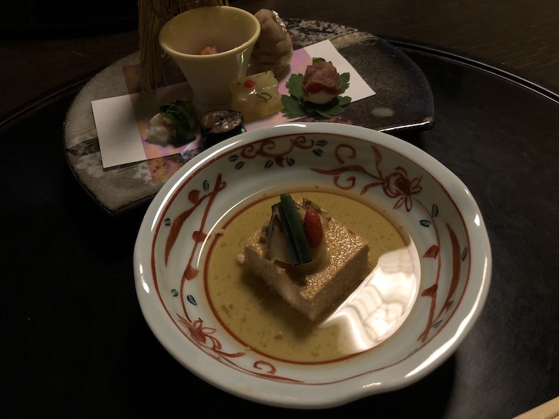 Dinner appetiser photographed during the author's Lake Shikotsu stay