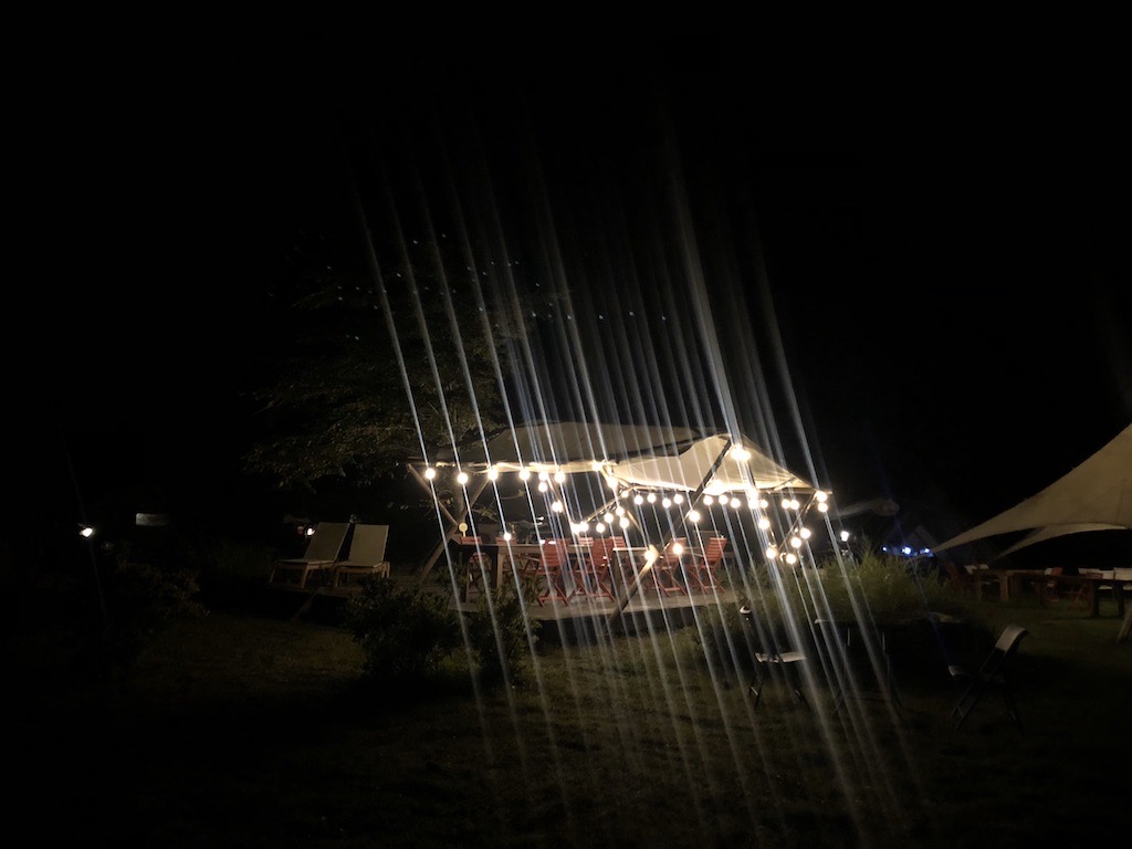 Feriendorf grounds at night photographed by the author in 2019